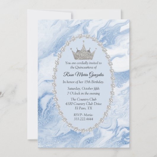 ブルーマーブルアンドダイアモンズクラウンキンセニェラ 招待状 (正面)