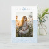 ブルーマーブルエフェクトロマンチックなフォトキンセアニラ 招待状 (スタンド正面)