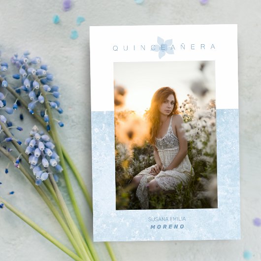 ブルーマーブルエフェクトロマンチックなフォトキンセアニラ 招待状