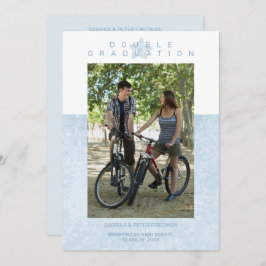 ブルーマーブルエフェクトロマンチックなフォトツインズ卒業 招待状