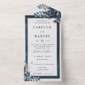 ブルーマーブルエレガントな結婚式 オールインワン招待状 (内側)
