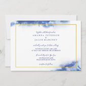 ブルーマーブルオンブレゴールドフレームウェディング 案内状 (正面)