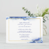 ブルーマーブルオンブレゴールドフレームウェディング 案内状 (スタンド正面)