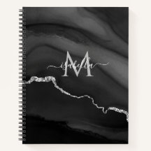 ブルーマーブルカスタムモノグラム箇条書きジャーナル