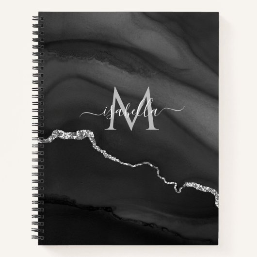 ブルーマーブルカスタムモノグラム箇条書きジャーナル ノートブック (正面)