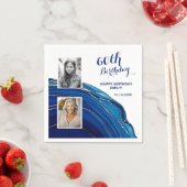 ブルーマーブルグリッター2フォトバースデーパーティー スタンダードカクテルナプキン (インサイチュ)