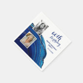 ブルーマーブルグリッター2フォトバースデーパーティー スタンダードカクテルナプキン (角)