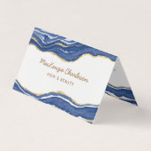 ブルーマーブルゲート金ゴールドグリッターQRコード 名刺 (正面)