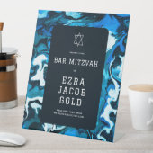 ブルーマーブルスターオブデイヴィッドカスタムバーバルミツワー 台座サイン (インサイチュ)