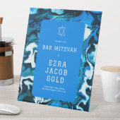 ブルーマーブルスターオブデイヴィッドカスタムバーバルミツワー 台座サイン (インサイチュ)