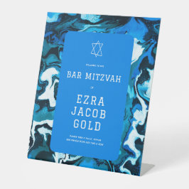 ブルーマーブルスターオブデイヴィッドカスタムバーバルミツワー 台座サイン