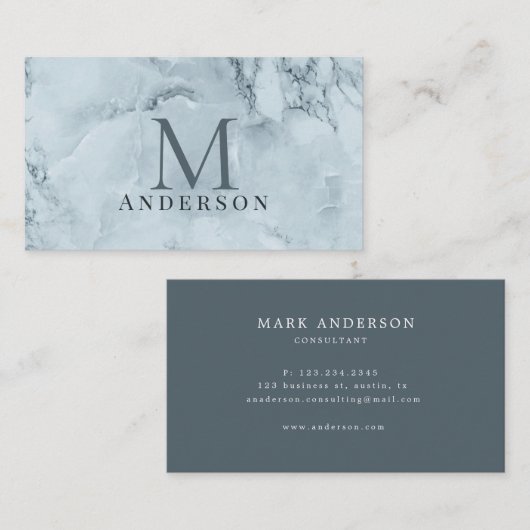 ブルーマーブルダブル男らしモノグラム 名刺 (正面/裏面)