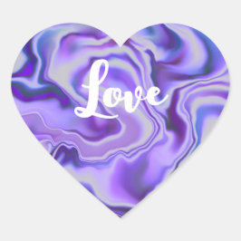 ブルーマーブルデジタル抽象芸術 ハートシール