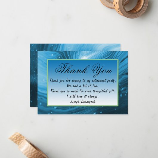 ブルーマーブルハッピーリタイアメントありがとうご注意 ノートカード (正面/裏面インサイチュ)