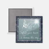 ブルーマーブルバタフライ後を追ズあなたのハート引用文 マグネット (正面/裏面)