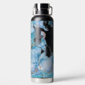 ブルーマーブルパターン（の模様が）あるトール銅真空32oz ウォーターボトル (背面)