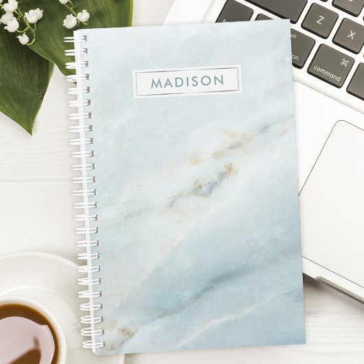 ブルーマーブルパーソナライズされた名カスタム式 プランナー手帳