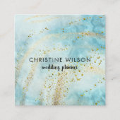 ブルーマーブルフェイクグリッター詳細 スクエア名刺 (正面)