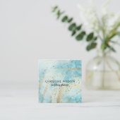 ブルーマーブルフェイクグリッター詳細 スクエア名刺 (スタンド正面)