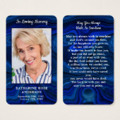 ブルーマーブルフォトメモリアル葬儀祈りの言葉カード (正面&裏面)