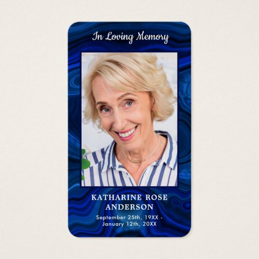 ブルーマーブルフォトメモリアル葬儀祈りの言葉カード (正面)