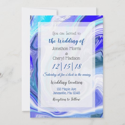 ブルーマーブルフルードアー結婚ト 招待状 (正面)