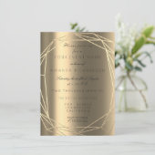 ブルーマーブルブライダル誕生日ダイヤモンドフレーム金ゴールド 招待状 (スタンド正面)