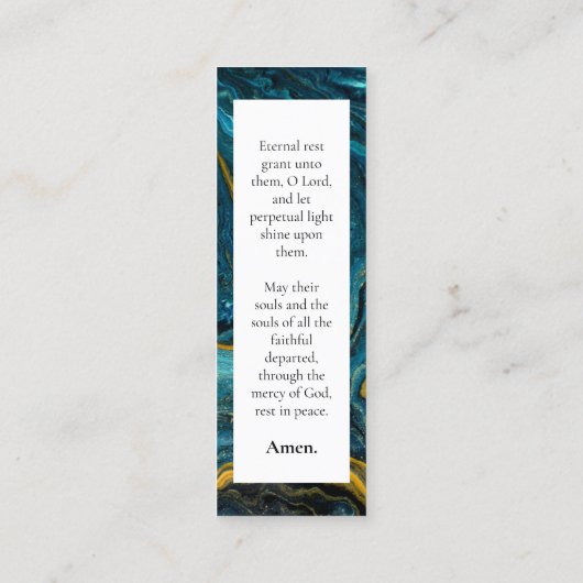 ブルーマーブルメモリアル祈りの言葉カスタムカードブックマーク コーリングカード (裏面)