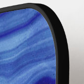 ブルーマーブルモノグラムパーソナライズされた名 ピックルボールラケット (左詳細)