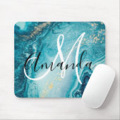 ブルーマーブルモノグラム マウスパッド (マウス)