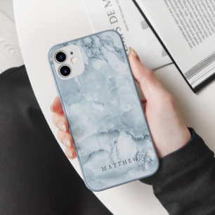 ブルーマーブルモノグラ男らしム iPhone X ケース