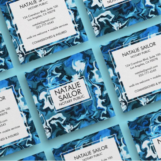 ブルーマーブルユニーク公モダン証公証人 スクエア名刺