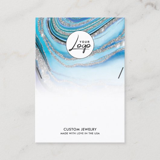 ブルーマーブルロゴネックレスブレスレットディスプレイカード 名刺 (正面)