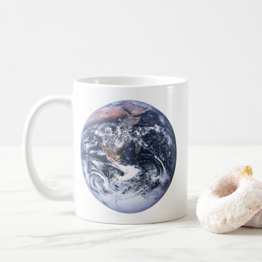 ブルーマーブル地球ビンテージ宇宙写真 コーヒーマグカップ (ドーナツ)