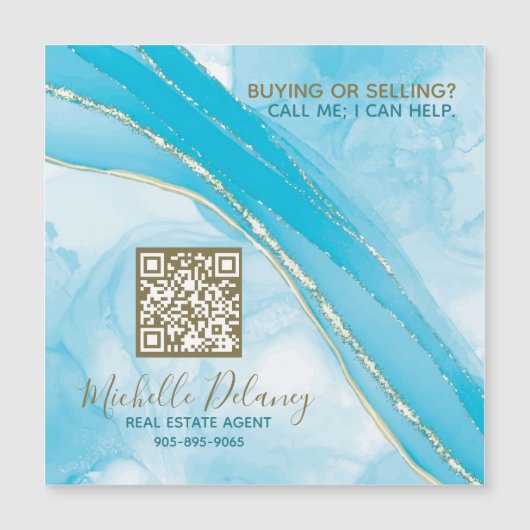ブルーマーブル実在エステートエージェントプロモマグネットQRコード (正面)