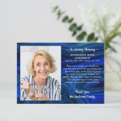 ブルーマーブル悔やみや弔慰愛するメモリーフォト葬儀 サンキューカード (スタンド正面)