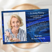 ブルーマーブル悔やみや弔慰愛するメモリーフォト葬儀 サンキューカード