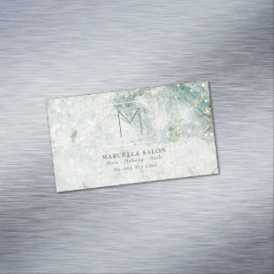 ブルーマーブル抽象芸術ヘアサロンモノグラム マグネット名刺