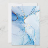 ブルーマーブル抽象芸術赤ちゃんシャワー 招待状 (裏面)
