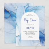 ブルーマーブル抽象芸術 招待状 (正面/裏面)