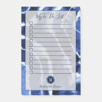 ブルーマーブル絞り染め水彩モノグラムトゥドリスト ポストイット