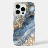 ブルーマーブル金ゴールドグリッター パーソナライズされた Case-Mate iPhoneケース (裏面)