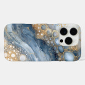 ブルーマーブル金ゴールドグリッター パーソナライズされた Case-Mate iPhoneケース (裏面 (横))
