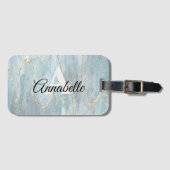 ブルーマーブル金ゴールドタグ付きモノグラムのラゲッジタグ ラゲッジタグ (正面横)