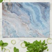 ブルーマーブル金ゴールドブラックかわいらしデコール キッチンタオル (折り畳み)