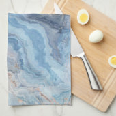 ブルーマーブル金ゴールドブラックかわいらしデコール キッチンタオル (四つ折り)