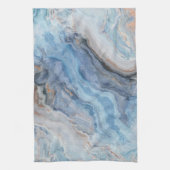 ブルーマーブル金ゴールドブラックかわいらしデコール キッチンタオル (縦)