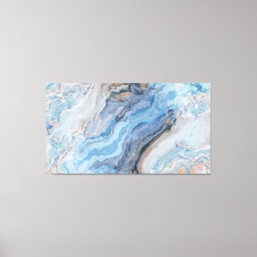 ブルーマーブル金ゴールドブラックかわいらしデコール キャンバスプリント (正面)