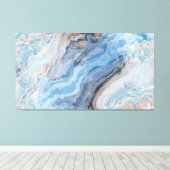 ブルーマーブル金ゴールドブラックかわいらしデコール キャンバスプリント (インサイチュ (ウッドフロア))