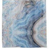 ブルーマーブル金ゴールドブラックかわいらしデコール シャワーカーテン (正面)